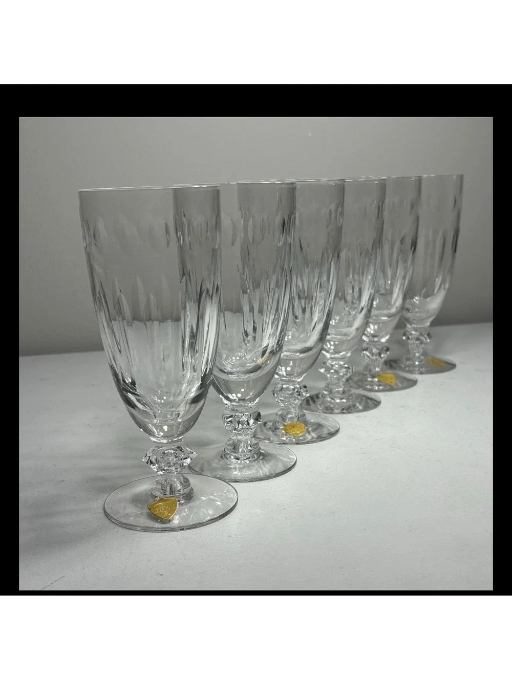 Tiffin- Franciscan Cut Crystal Iced Tea Glasses 6 3/4 set of 6